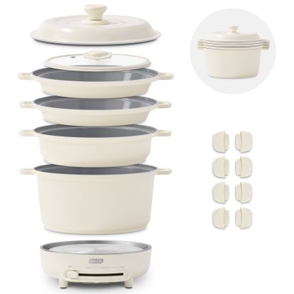 Stacks Ceramic Cookware Set with Electric Burner